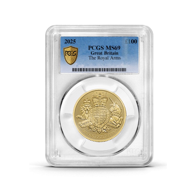 PCGS Certified 2025 Royal Arms 1oz Gold Coin MS69