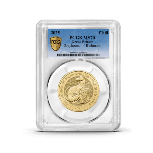 2025 Tudor Beast Greyhound of Richmond 1oz Gold Coin MS70