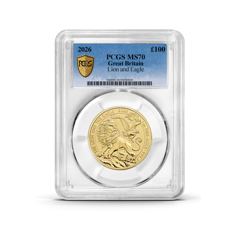 PCGS Certified 2026 Lion and Eagle 1oz Gold Coin MS70