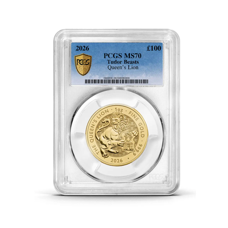 PCGS Certified 2026 Tudor Beast Queen's Lion 1oz Gold Coin MS70